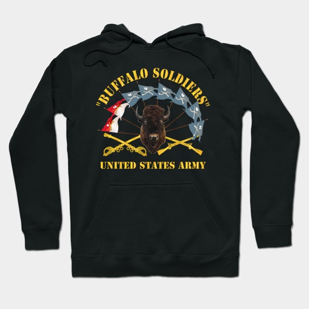 Buffalo Soldiers - Infantry - Cavalry Guidons w Buffalo Head - US Army X 300 Hoodie by twix123844